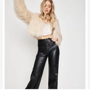 Shaggy faux fur cropped coat